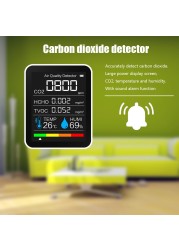 متعددة الوظائف ذكي 5 في 1 CO2 متر TFT LCD الرقمية مستشعر درجة الحرارة والرطوبة تستر ثاني أكسيد الكربون TVOC HCHO متر