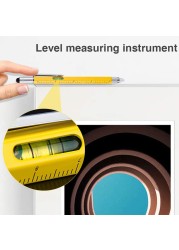 6 in1 متعددة الوظائف قلم حبر جاف مع أداة يده الحديثة قياس حاكم التقنية مفك شاشة تعمل باللمس ستايلس مستوى الكحول