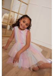 Chi Chi London Girls Rainbow Tiered Tulle Midi Dress