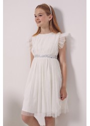 Maya Girl Embellished Waist Tulle Dress