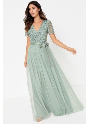 Maya Chevron Sequin Maxi Dress