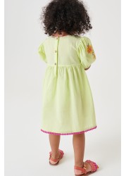 Embroidered Puff Sleeve Dress (3mths-8yrs)