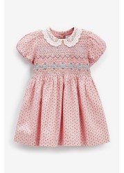 Lace Collar Shirred Cotton Dress (3mths-8yrs)