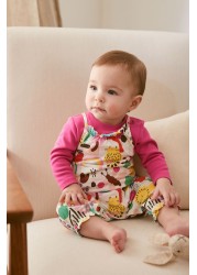 Baby Printed Dungarees And Bodysuit Set (0mths-3yrs)