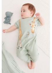 FatFace Baby Green Crew Giraffe Romper