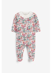 3 Pack Embroidered Detail Baby Sleepsuits (0-3yrs)