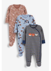 3 Pack Embroidered Baby Sleepsuits (0-2yrs)