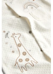 Giraffe Embroidered Velour Baby Sleepsuit (0-18mths)