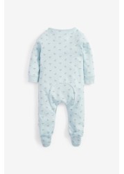 The Little Tailor Blue Jersey Print Rocking Horse Sleepsuit