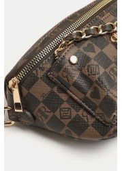 River Island Brown Og Checkerboard Curved X Body Bag