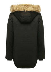 Kylie Black Teen Parka Coat