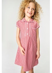 Button Front Lace Gingham School Dress (3-14yrs)