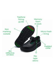 ToeZone Black One Strap T-Bar Star Detail Vegan School Shoes