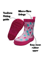 ToeZone Pink Love Heart Print Wellies