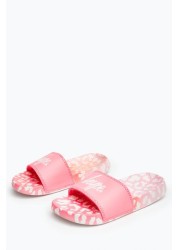 Hype. Pink Leopard Sliders