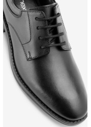 Leather Plain Front Lace-Up Shoes