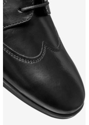 Leather Lace-Up Wing Cap Shoes