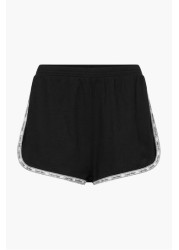 Calvin Klein Womens Black Ore Logo Tape High Waist Runner Shorts