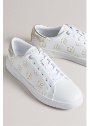 Ted Baker Taliy White Gold Magnolia Flower Cupsole Trainers