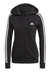 adidas Black 3 Stripe French Terry Full Zip Hoodie