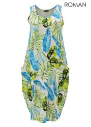 Roman Leaf Print Slouch Dress