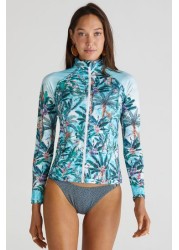 Aqua Blu Floral Tropical Haylay Rash Guard