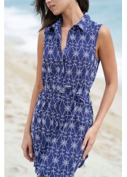 Lipsy Printed Sleeveless Shirt Dress Regular