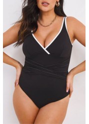 ملابس السباحة Simply Be Black Magisculpt Twist Front Plunge