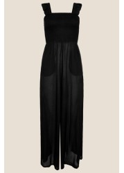 Monsoon Black Plain Ruffle Jumpsuit