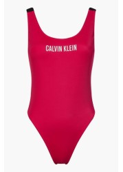 Calvin Klein Pink Intense Power Scoop Back One Piece Swimsuit