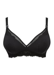 Figleaves Ella Black Mesh Insert Non Wired Nursing Bra