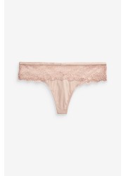 Microfibre And Lace Knickers Thong