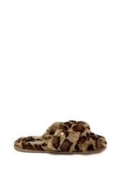 Pour Moi Faux Fur Crossover Slider Slipper