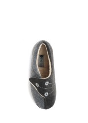 Pavers Grey Ladies Touch Fasten Full Slippers With Permalose Sole