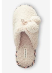 White Stuff Natural Curly Fur Mules