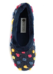 Pavers Blue Navy Multi Ladies Full Woolly Slippers