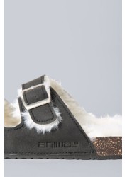 Animal Black Warm Lined Sliders