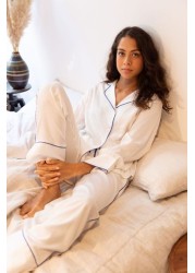 Fable and Eve Hampstead White Solid L/SLV Pj Set