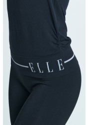 توب أسود طويل الأكمام من ELLE