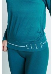 ELLE Blue Headline Seamfree Lounge Long Sleeve Top