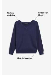 Knitted V-Neck School Jumper (3-18yrs)