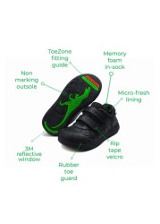 ToeZone Black Chase Dinosaur School Shoes