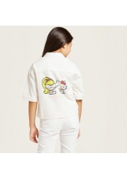 Sanrio Hello Kitty Print Shirt with Short Sleeves and Pockets