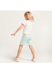 Juniors Solid Shorts with Pockets and Button Closure