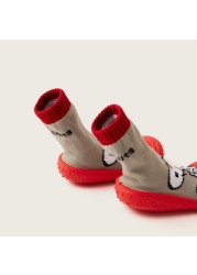 Snoopy Printed Sneaker Booties with Cuffed Hem