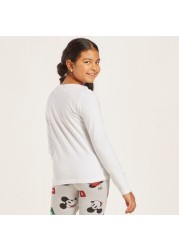 Disney Minnie Mouse Print T-shirt with Long Sleeves