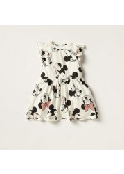 Minnie Mouse Print Sleeveless Dress with Ruffles - Set of 2