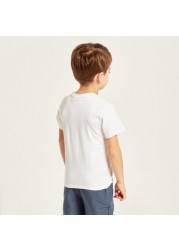 Super-Man Sequin Embellished T-shirt with Short Sleeves