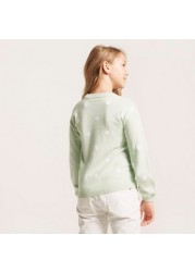 Snoopy Print Pullover with Sequin Detail and Long Sleeves