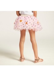 Charmz Butterfly Print Tutu Skirt with Floral Appliques